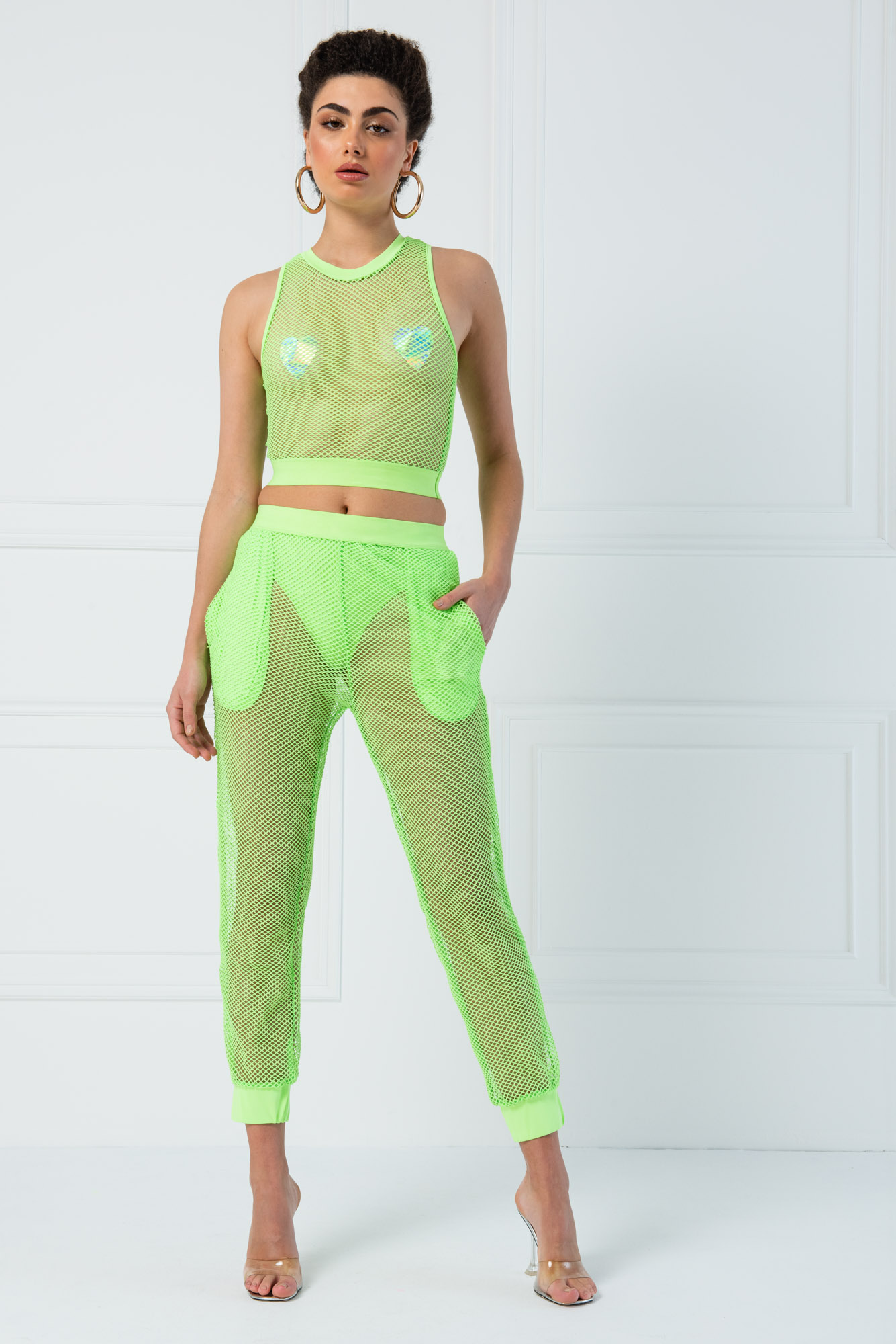 neon green sheer top