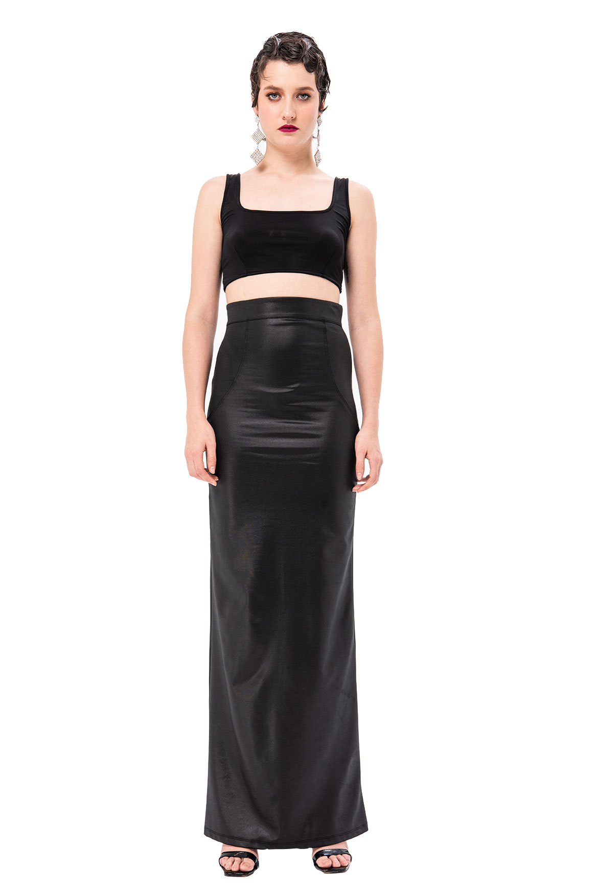 black bodycon maxi skirt