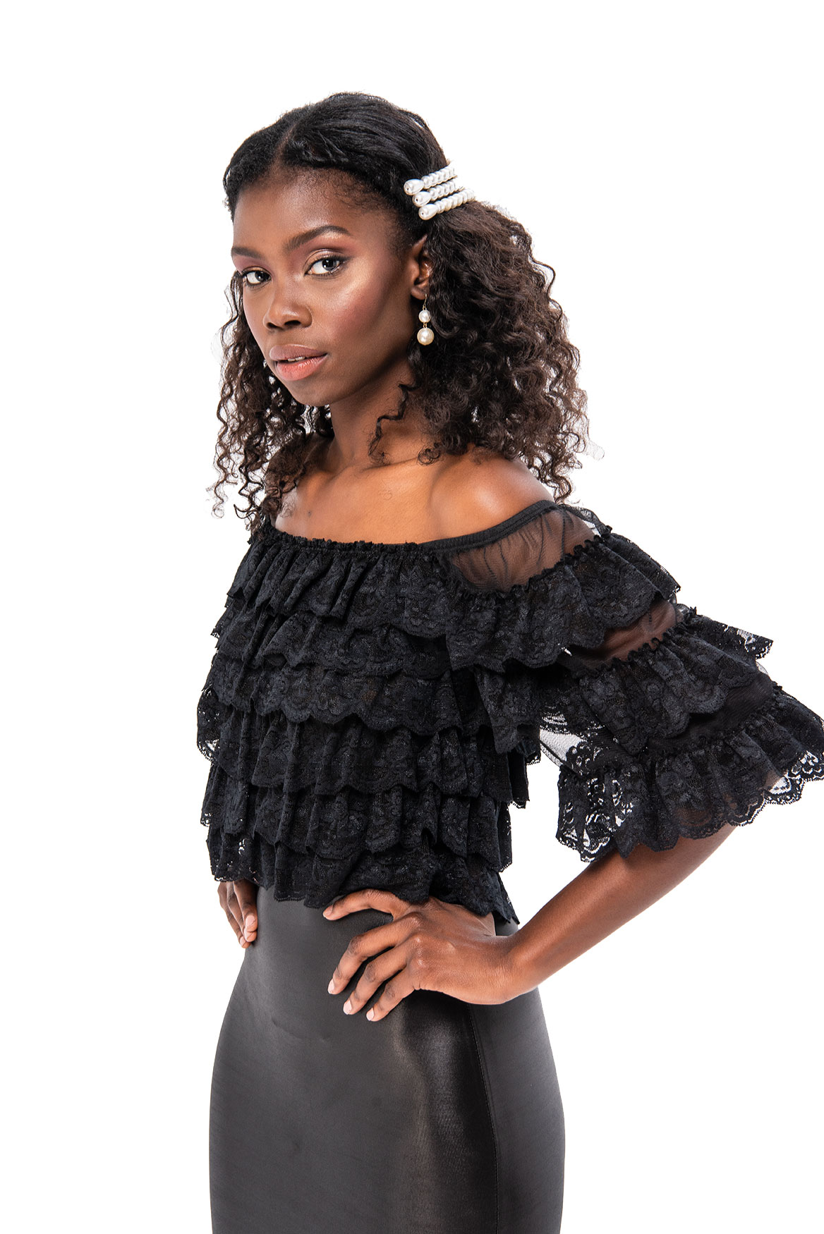 ruffle tulle top