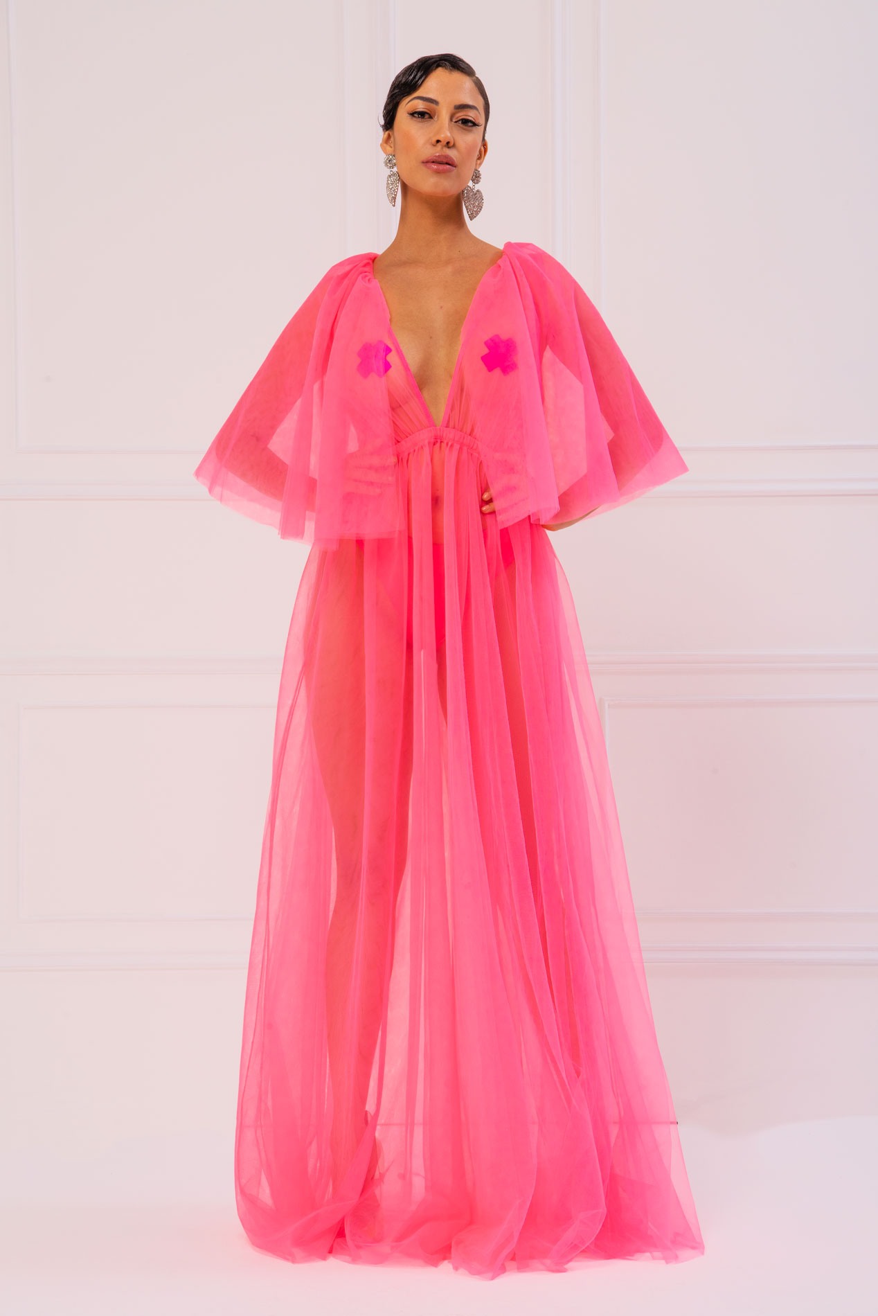 pink sheer maxi dress