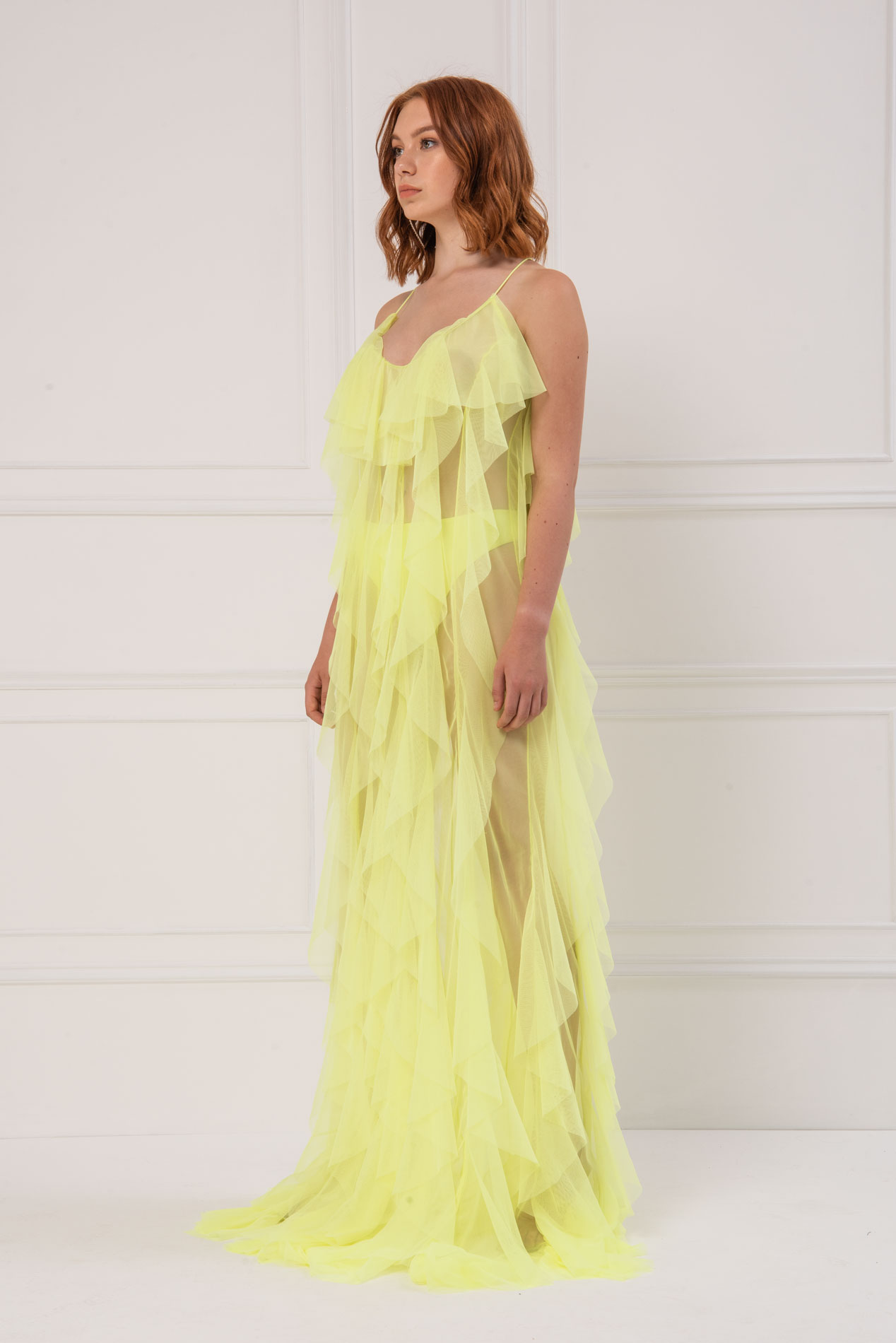 neon yellow long dress