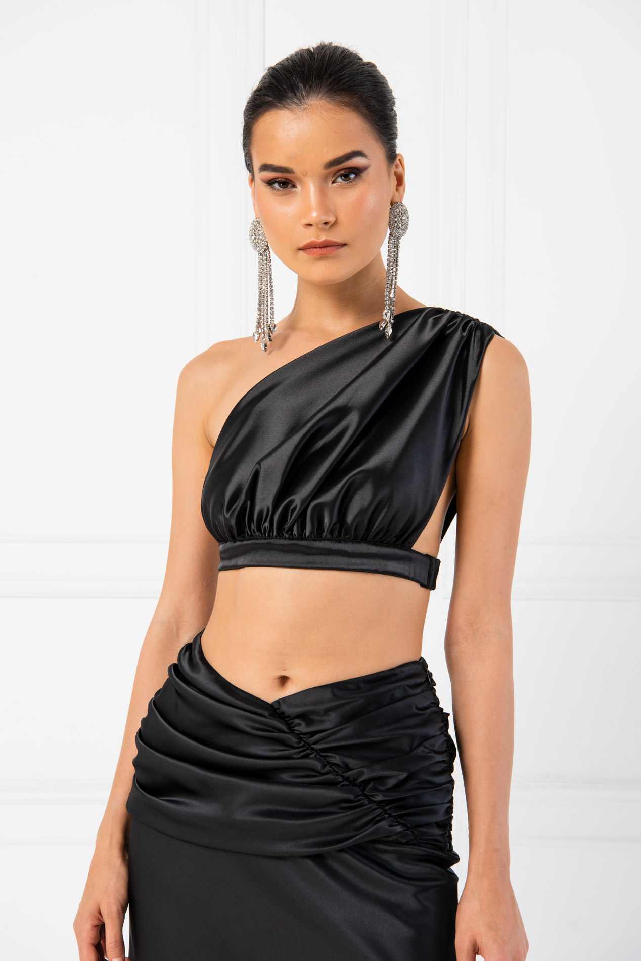 satin one shoulder top