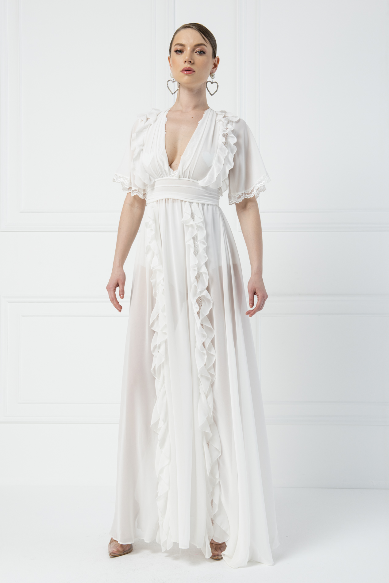 off white chiffon dress