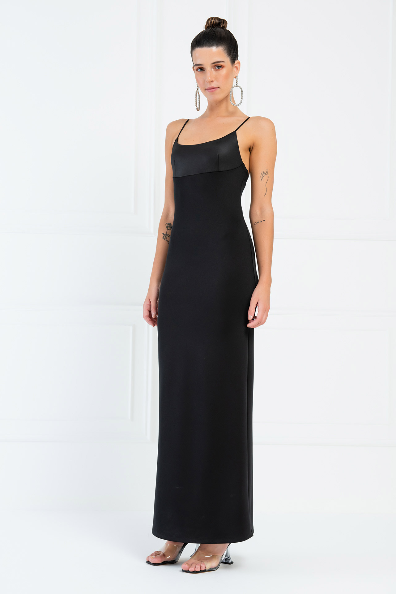 black cami maxi dress