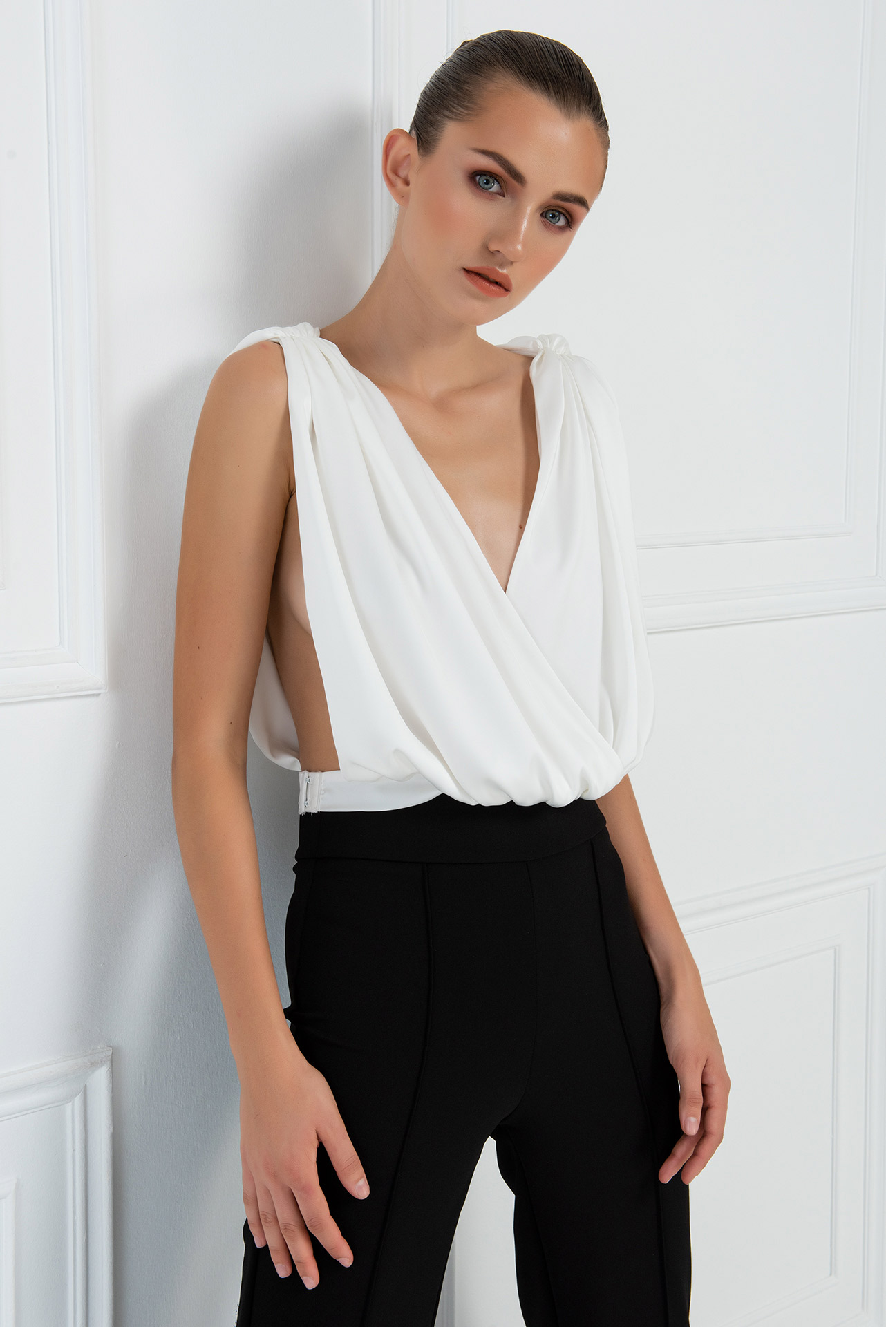 satin surplice top