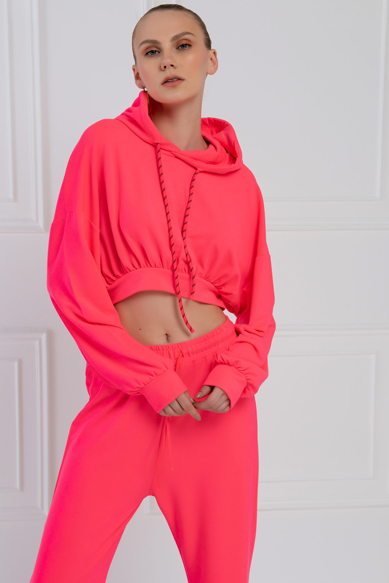 neon crop top hoodie